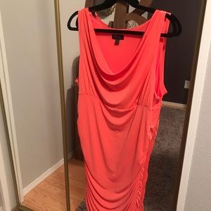 Coral rushed dress